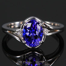 Afbeelding in Gallery-weergave laden, 5.10 ct ovaal geslepen tanzaniet ring met diamanten sieraden wit goud 14k - harrychadent.nl
