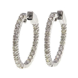 5,20 ct Sprankelende Echt Diamanten Dames Hoepel Oorbellen 14K Wit Goud
