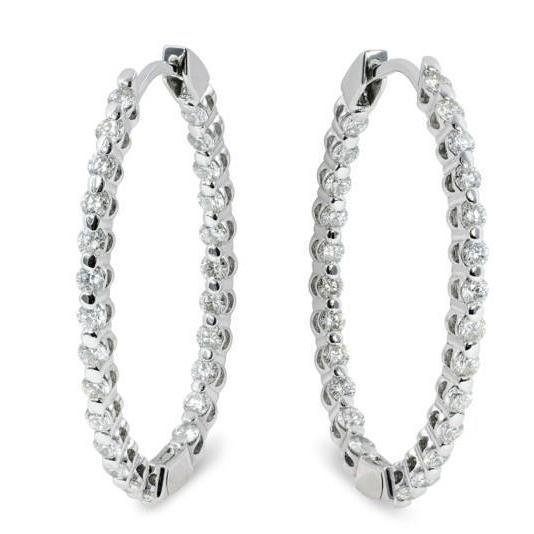 5,20 karaat Sprankelende Echt Diamanten Dames Hoepel Oorbellen Goud Wit 14K - harrychadent.nl