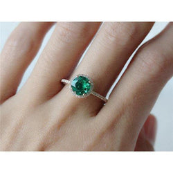 5.25 ct groene smaragd met diamant wit goud 14k