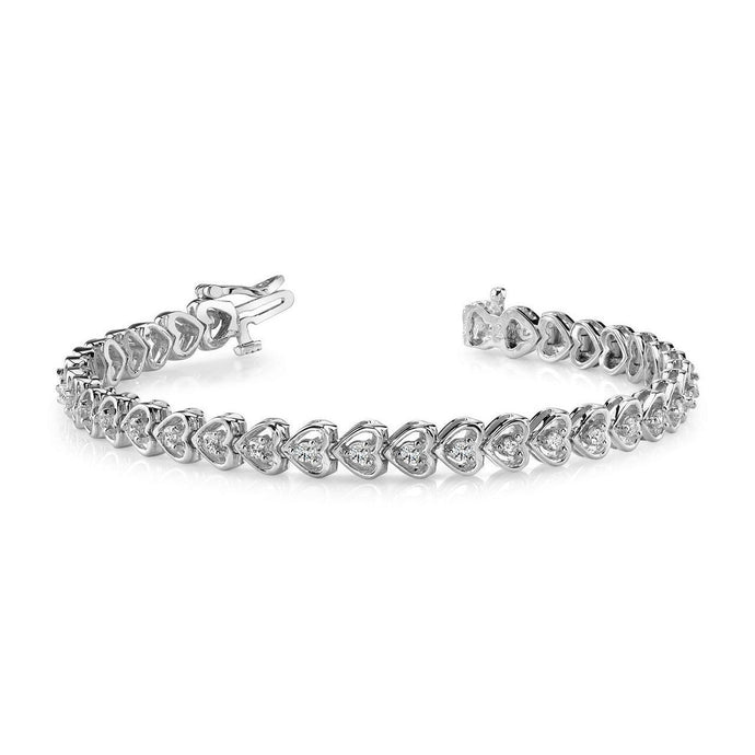 5,25 Karaat 14K Witgouden Ronde Echt Diamanten Hartstijl Schakelarmband - harrychadent.nl
