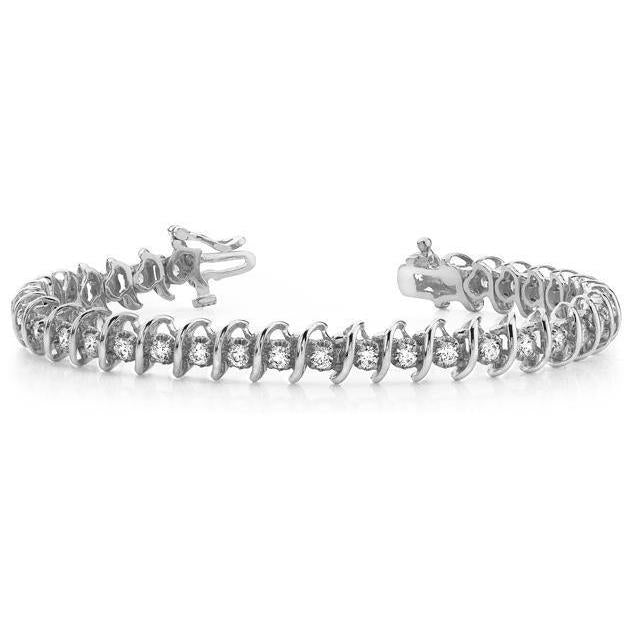 5,25 Karaat Ronde Echt Diamanten Swirl Link Tennisarmband Goud 14K