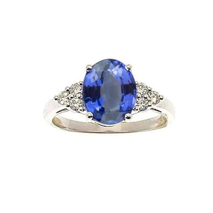 5.30 ct ovale Sri Lankaanse saffier diamanten ring 14k witgoud - harrychadent.nl