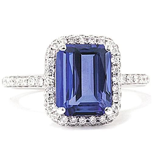 5.50 Ct Emerald Cut Tanzanite Diamond Solitaire Ring met accent - harrychadent.nl