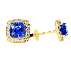 5.50 Ct Sri Lanka Sapphire Diamonds Studs Oorbellen Geel Goud 14K