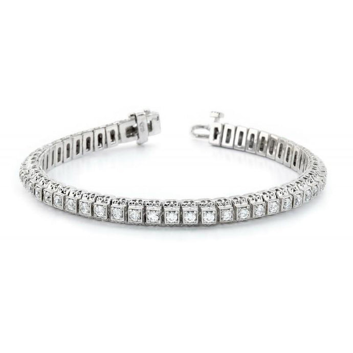 5,50 Karaat Ronde Echt Diamanten Tennisarmband Massief Wit Goud 14K