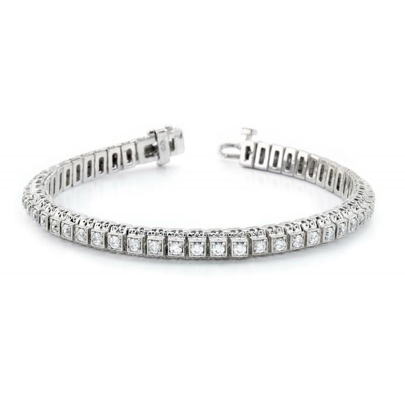 5,50 Karaat Ronde Echt Diamanten Tennisarmband Massief Wit Goud 14K