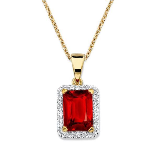5.65 karaat stralende robijn met diamanten halsketting goud 14K - harrychadent.nl