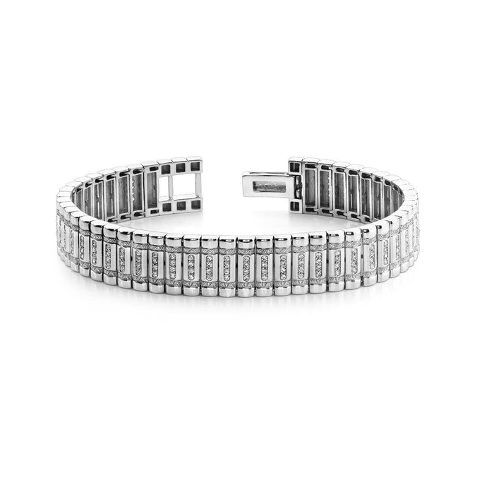 5 Karaat Kleine Ronde Geslepen Echt Diamanten Kolom Heren Armband Wit Goud 14K - harrychadent.nl