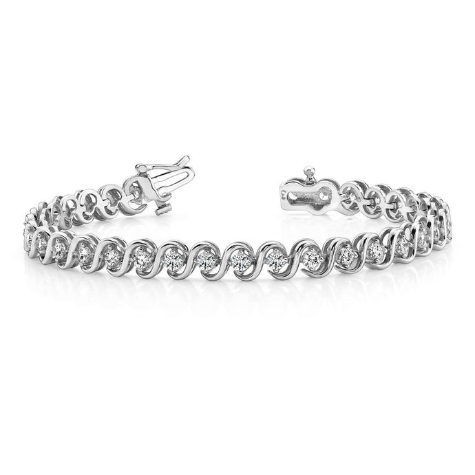6-Karaats Pinnenset Ronde Echt Diamanten S-stijl Tennisarmband Goud Wit - harrychadent.nl