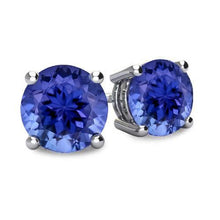 Afbeelding in Gallery-weergave laden, 6 karaat ronde geslepen blauwe saffier dame oorknopjes goud wit 14K - harrychadent.nl
