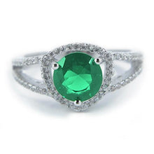 Afbeelding in Gallery-weergave laden, 6 karaat ronde vorm groene smaragd met diamanten ring goud - harrychadent.nl
