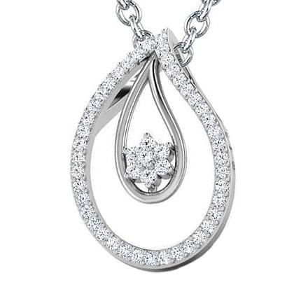 6 karaat sprankelende ronde geslepen diamanten hanger ketting wit goud 14K - harrychadent.nl