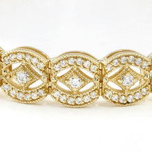 Afbeelding in Gallery-weergave laden, 6.05 Karaat Echt Diamanten Vintage Look Diamanten Tennisarmband Geel Goud
