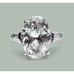 6.20 Ct. Ovale & Baguettes Natuurlijke Echte Diamanten (Niet Labgekweekt) Drie Steen Trouwring