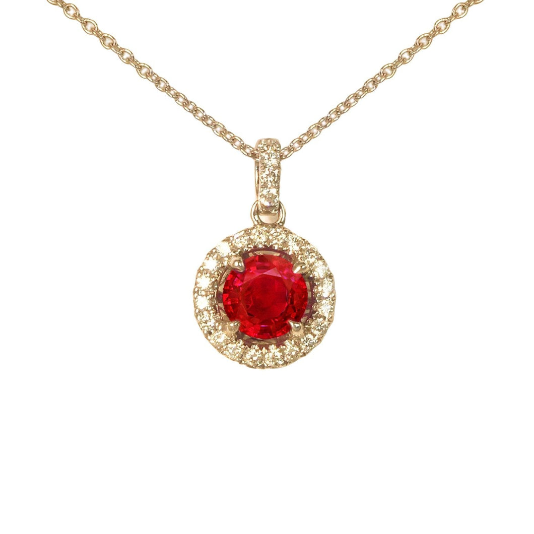6,00 karaat rond geslepen robijn en diamanten hanger ketting Yg 14K - harrychadent.nl
