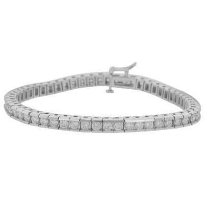 6,05 karaat sprankelende ronde geslepen diamanten kanaalset armband WG 14K - harrychadent.nl