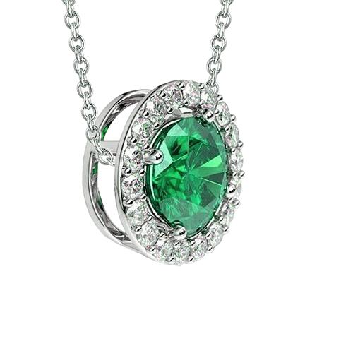 6,30 karaat groene smaragd en diamanten hanger ketting 14K goud wit - harrychadent.nl