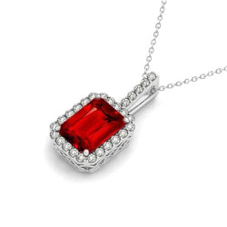 6,45 karaat griffenset rode robijn met hanger ketting goud 14K