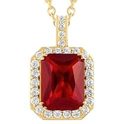 6,45 karaat robijn en diamanten ketting hanger geel gouden sieraden - harrychadent.nl