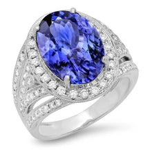 Afbeelding in Gallery-weergave laden, 6,55 karaats centrum ovale tanzaniet fancy ring wit goud 14K - harrychadent.nl
