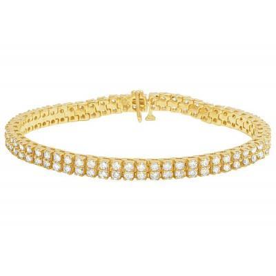 6,70 karaat dubbele rij diamanten tennisarmband geel goud 14K - harrychadent.nl