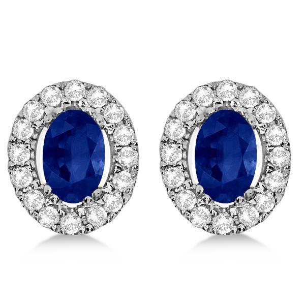 6,80 karaat blauwe saffier en diamanten oorknopjes Halo - harrychadent.nl