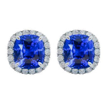 Afbeelding in Gallery-weergave laden, 6,80 karaat saffier en diamanten dames oorknopjes wit goud 14k - harrychadent.nl
