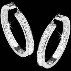 6.00 ct sprankelende prinses geslepen diamanten dame hoepel oorbellen wit goud