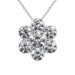 6.00 Karaat Rond labgekweekt Diamanten Kettinghanger Witgoud 14K