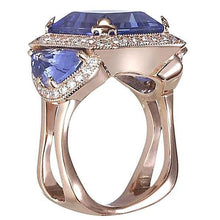 Afbeelding in Gallery-weergave laden, 6.01 Ct Tanzaniet ronde diamanten verlovingsring wit goud 14K - harrychadent.nl
