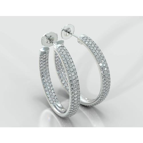 6,10 karaat Kleine Ronde Geslepen Echt Diamanten Vrouwen Hoepel Oorbellen 14K Goud - harrychadent.nl