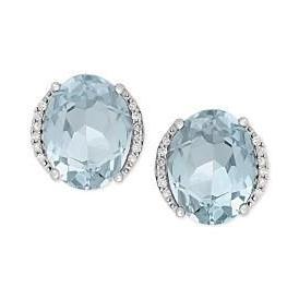 6.36 Karaat Aquamarijn Met Diamanten Oorknopjes Wit Goud 14K - harrychadent.nl