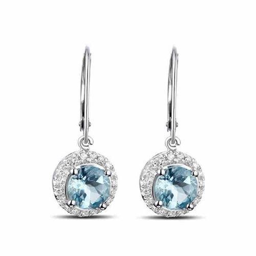 6.40 karaat aquamarijn en diamanten bungel oorbellen wit goud 14k - harrychadent.nl