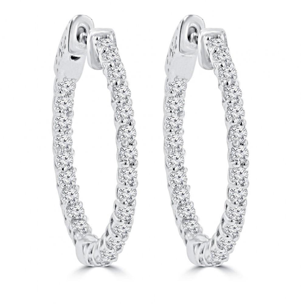 6,40 Karaat F Vvs1 Echt Diamanten Dames Hoop Oorbellen Wit Goud 14K Nieuw - harrychadent.nl