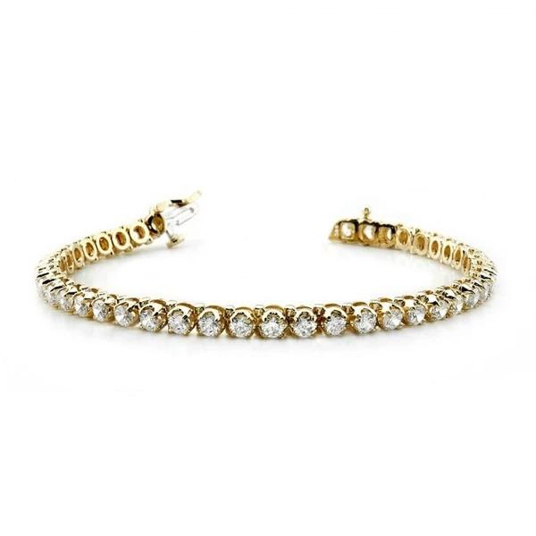 6,45 Karaat Prong Set Ronde Echt Diamanten Tennisarmband 14K Geel Goud
