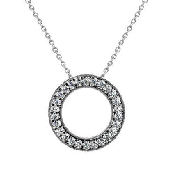 6.50 Karaat Rond Geslepen Natuurlijke uit de aarde gewonnen Diamanten Milgrain Cirkel Hanger Ketting Witgoud