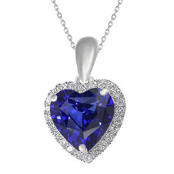 6.50 karaat halo diamanten hanger hart blauwe saffier sieraden goud