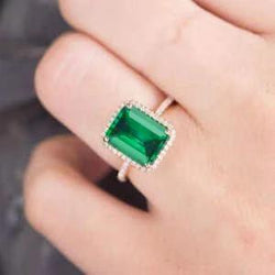 6.50 Karaat Smaragd GIA Geslepen Groene Smaragd GIA Met Natuurlijke uit de aarde gewonnen Diamanten Trouwring