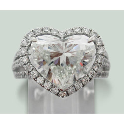 Natuurlijke 6.50 Karaat Hart Diamant Solitaire Halo Accentring Witgoud