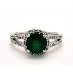 6.55 Ct Rond Geslepen Groene Smaragd GIA Natuurlijke uit de aarde gewonnen Diamanten Ring Witgoud 14K