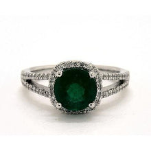 Afbeelding in Gallery-weergave laden, 6.55 ct ronde geslepen groene smaragd diamanten ring wit goud 14k - harrychadent.nl
