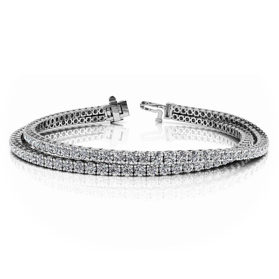 6,70 Karaat Dubbele Rij Echt Diamanten Dames Armband Goud Wit 14K Nieuw
