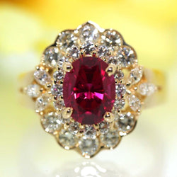 6.75 karaat rode toermalijn en witte diamanten ring wit goud 14K