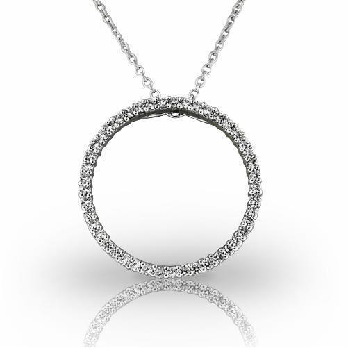 6 Karaat Briljant Geslepen Echt Diamanten Cirkel Hanger Ketting Wit Goud 14K - harrychadent.nl