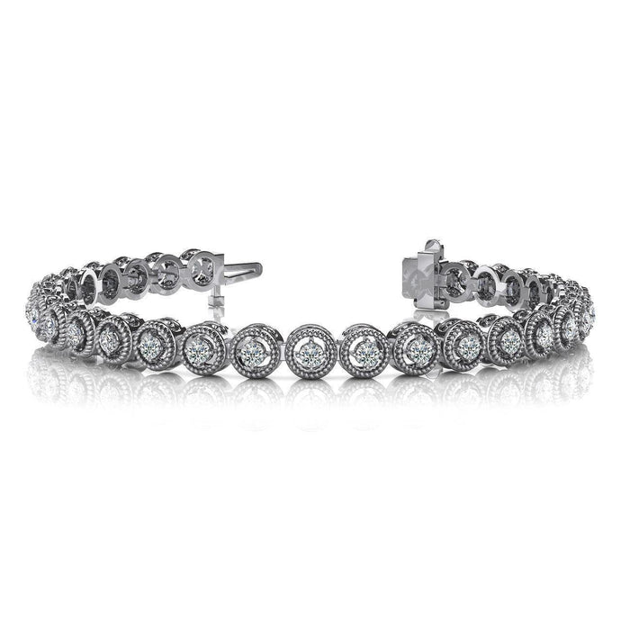 6 Karaat Echt Diamanten Cirkel Filigraan Schakelarmband Wit Goud 14K Nieuw