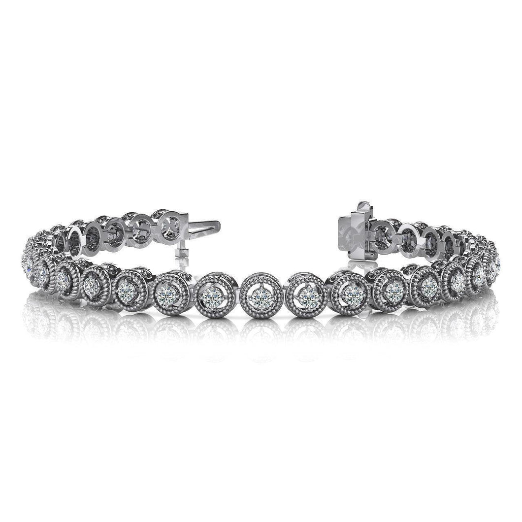 6 Karaat Echt Diamanten Cirkel Filigraan Schakelarmband Wit Goud 14K Nieuw