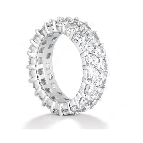 6 Karaat Echt Diamanten Dubbele Rij Witgoud Eeuwigheid Trouwring - harrychadent.nl
