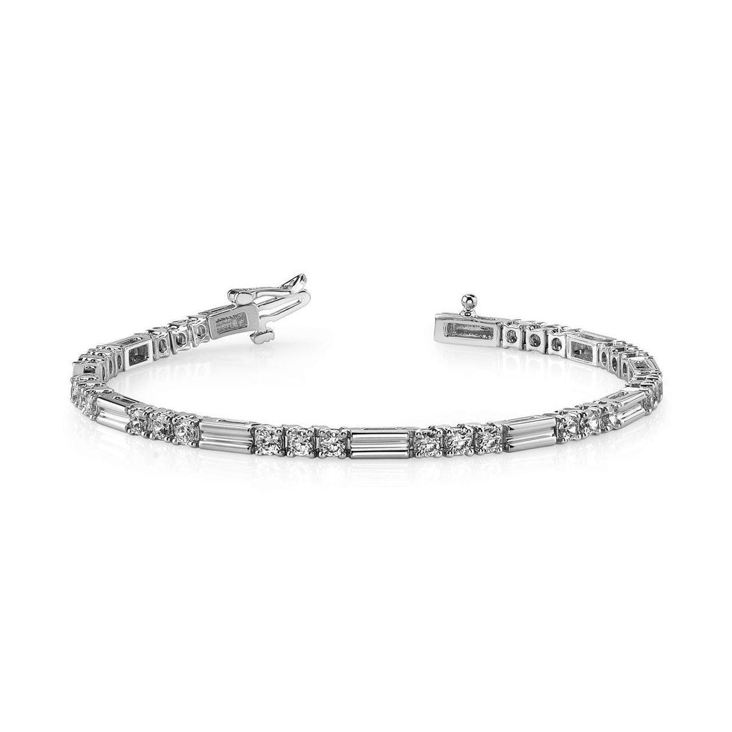 6 Karaat Griffenset Drievoudige Ronde Echt Diamanten Tennisarmband Wit Goud 14k - harrychadent.nl