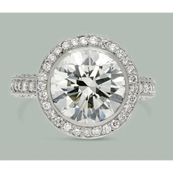 Natuurlijke Ronde Diamant 6 Karaat Halo Verlovingsring